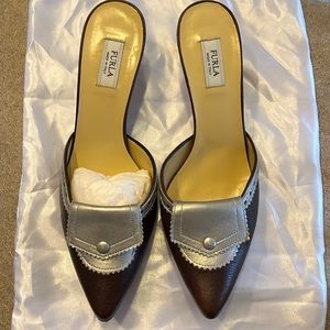 Furla slide on kitten heel